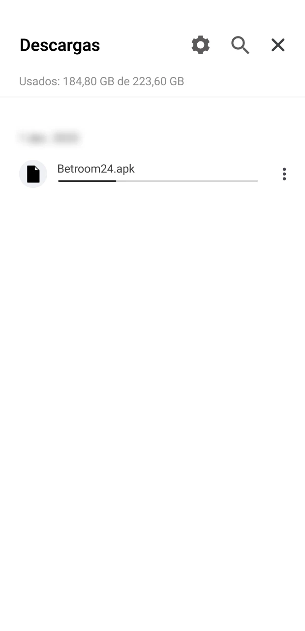 Confirme la descarga del archivo APK de Betroom24 en Android y espere a que se descargue.