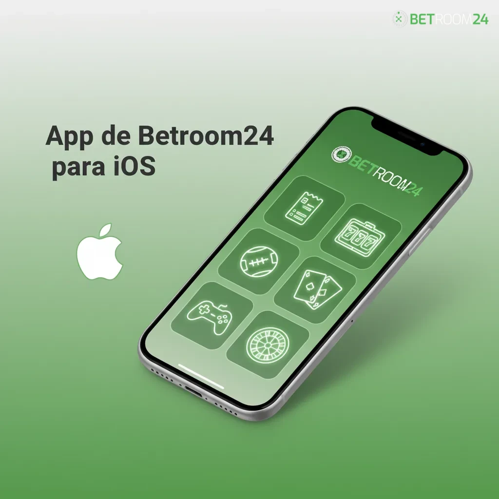 App Betroom24 para iOS en iPhone y iPad; apuestas, casino y pagos; requiere iOS 12+ y 200 MB; usa credenciales web