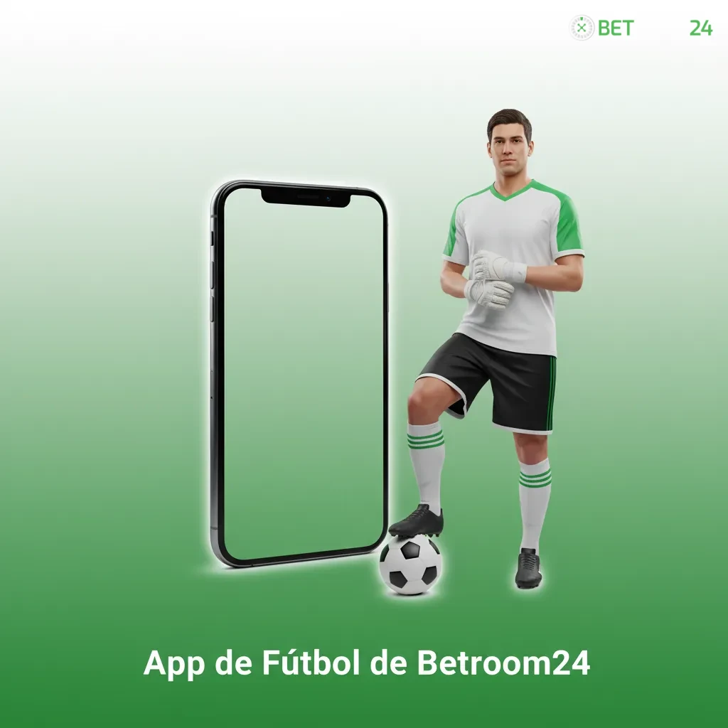 Pantalla de la app de fútbol Betroom24 en un móvil, con ligas, cuotas en vivo y botones de depósito y retirada.