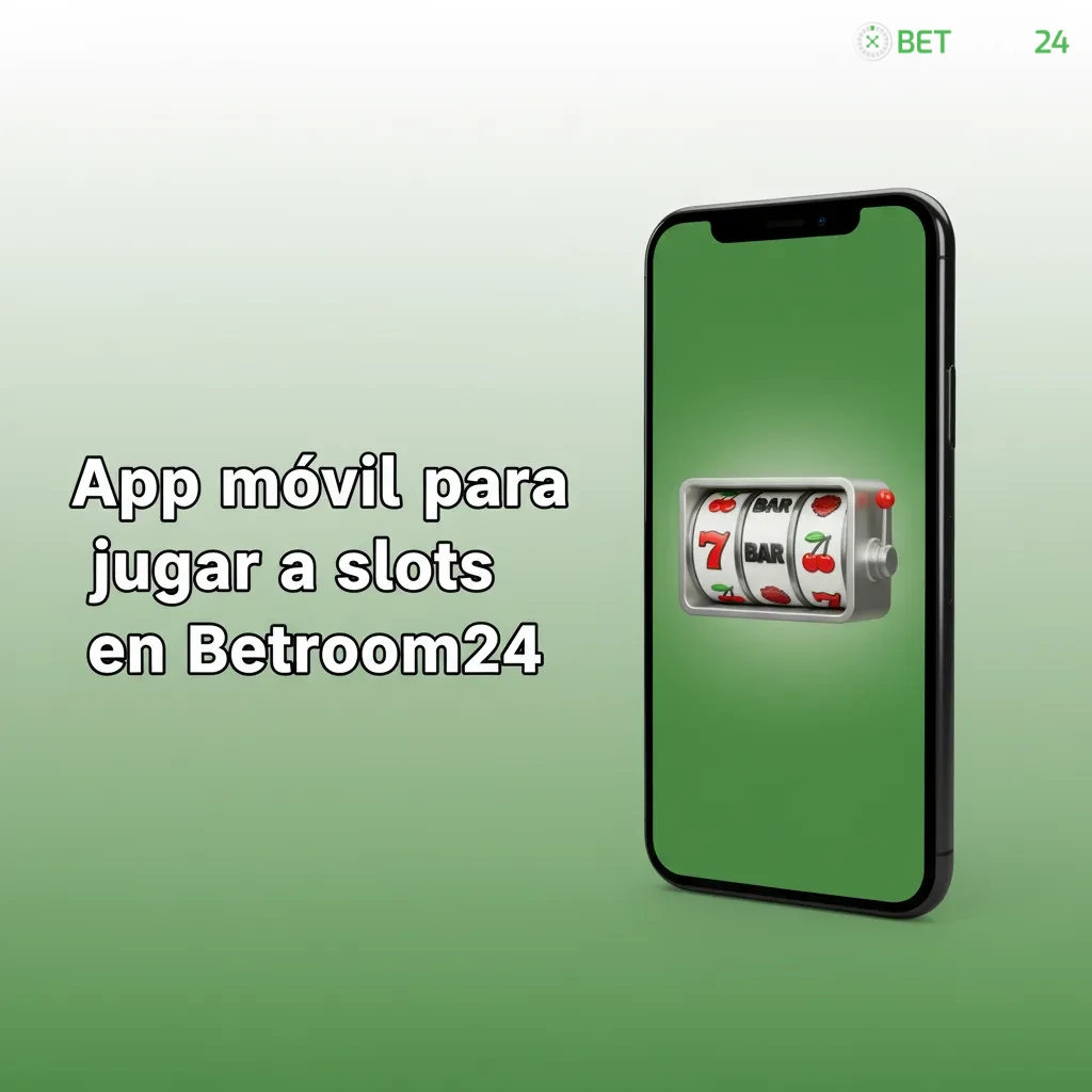 Smartphone con Betroom24 Slots PWA, lobby adaptado, añadir a inicio y controles de apuesta y giros.