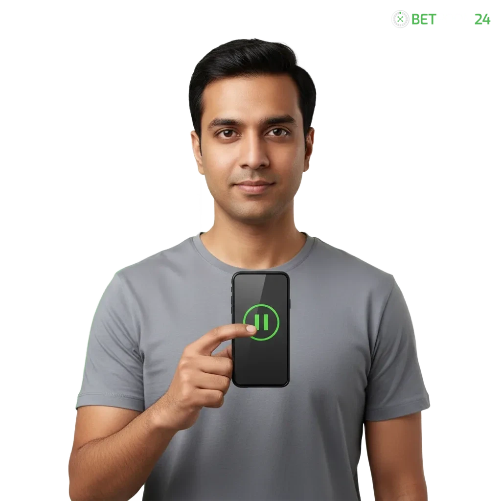 Banner de juego responsable de Betroom24 con límites, pausa, autoexclusión y aviso 18+.