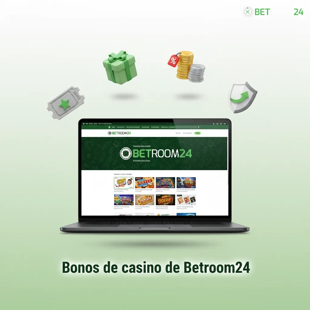 Bonos de Betroom24: recarga fin de semana 50% hasta 200€ +20 tiradas, 10% cashback, tiradas gratis y torneos.