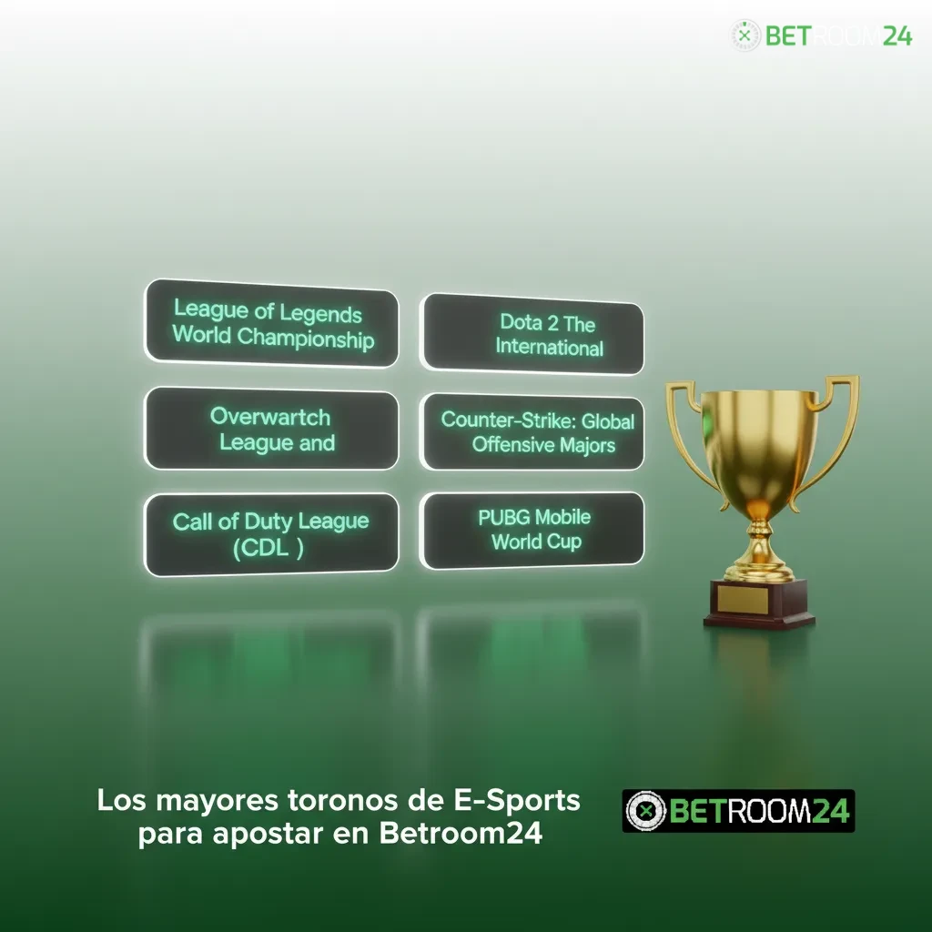Los mayores torneos de eSports para apostar en Betroom24: CS2, Dota 2, LoL, Valorant, StarCraft II, R6 Siege y Rocket League.